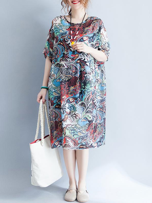 National Style Chiffon Long Dress