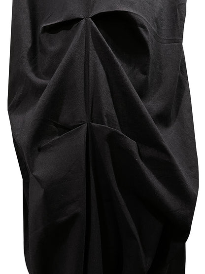 Casual Loose Solid Color Round-Neck Sleeveless Wide Leg Jumpsuit