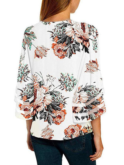 Loose Veil Split-joint V-neck Blouses Top