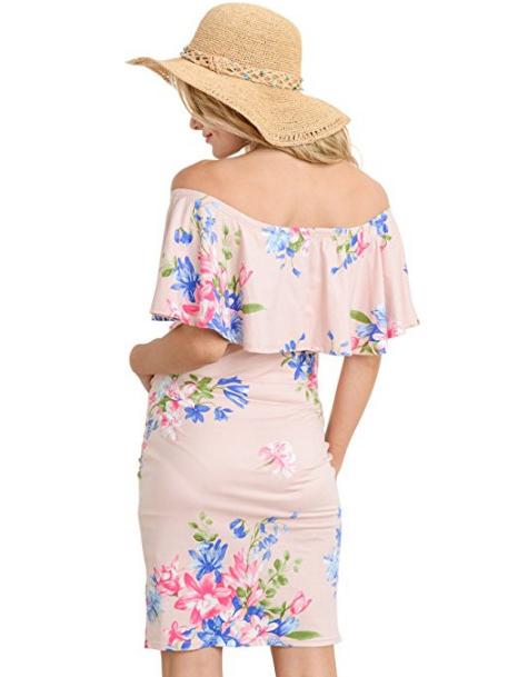 Maternity Printed Off-the-shoulder Mini Dress