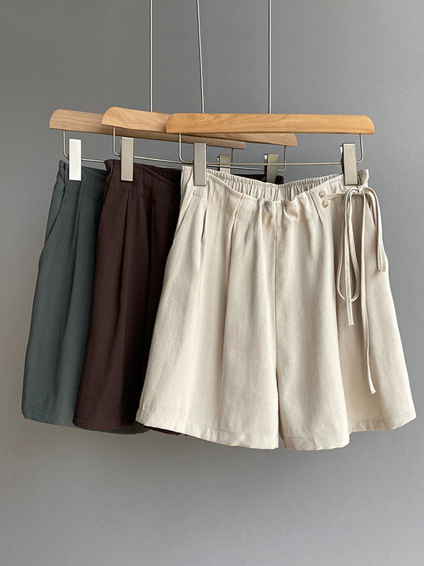 Cuprammonuium Bandage High-Waisted Wide-Leg Shorts