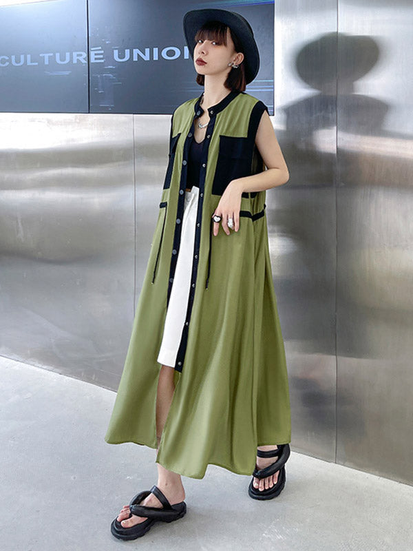 Original Sleeveless Drawstring H-Line Midi Dress