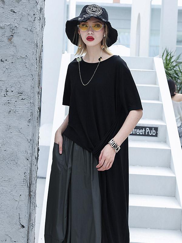 Cropped High-low Loose Plus Size T-shirt Top