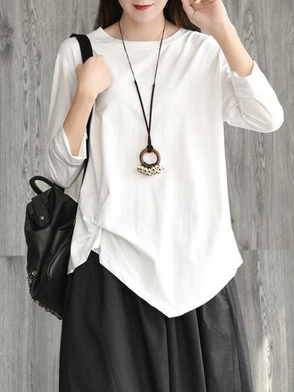 Vintage Cropped Ruffled Round-neck T-shirt