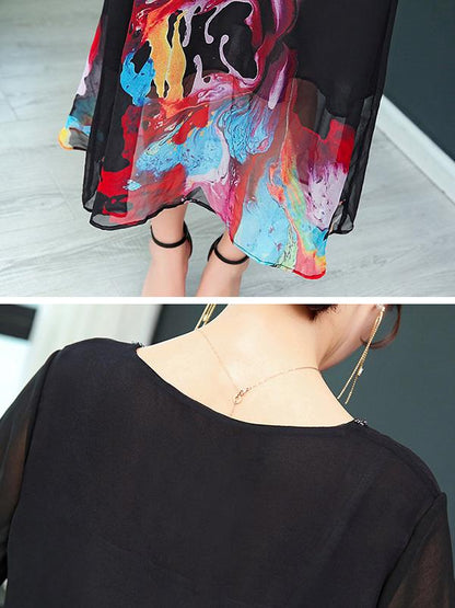 National Retro Casual Light Long Dress