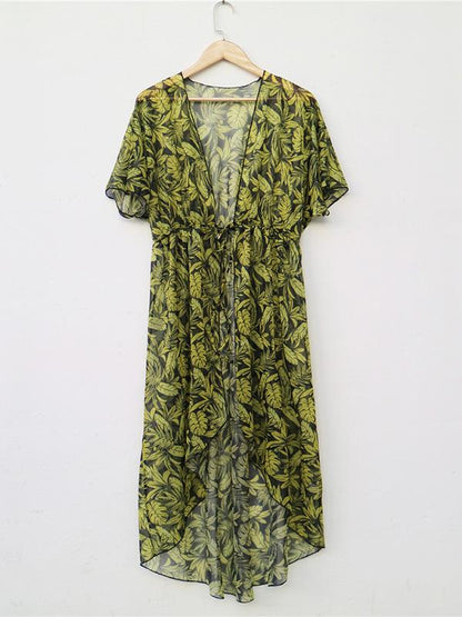 Batwing Sleeves Bandage Chiffon Cover-Ups Swimwear