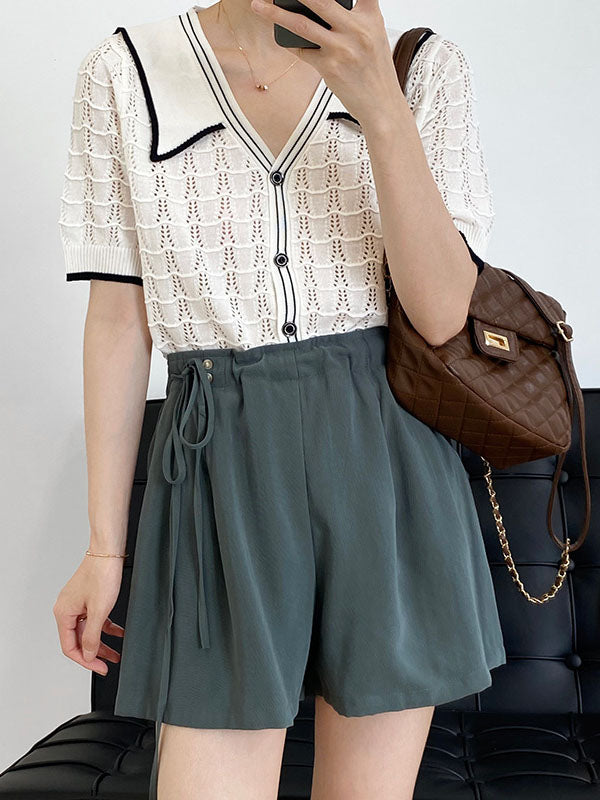 Cuprammonuium Bandage High-Waisted Wide-Leg Shorts