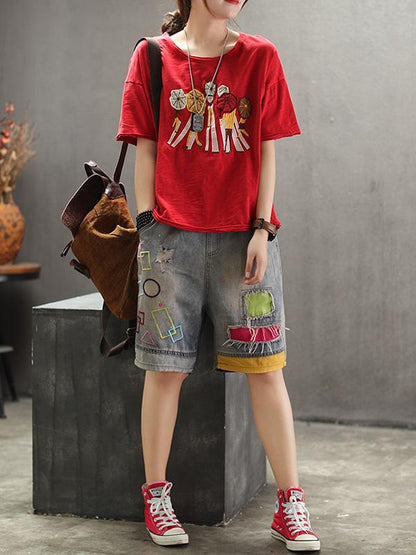 Casual Embroidered T-shirt