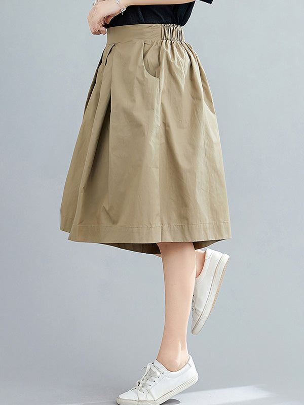 Casual Solid Color Elasticity Waist Wide Leg Shorts