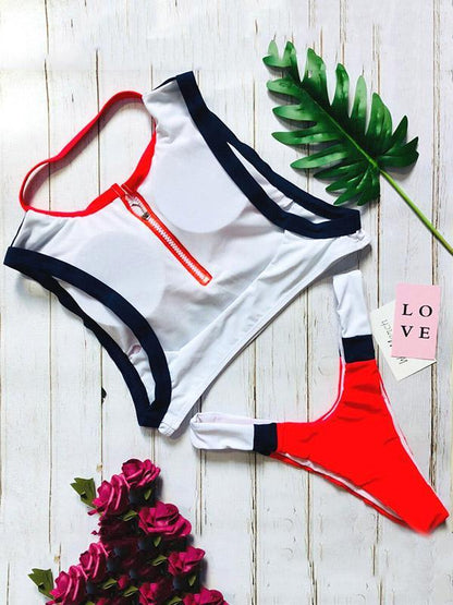 Sexy Zipper Colorful Bikinis Swimwear
