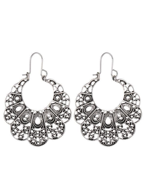 Vintage Geometric Openwork Flower Earrings