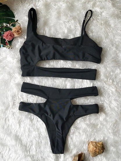 Hollow Sexy Solid Bikinis Swimwear