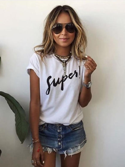 Summer Letter Printed Short T-shirt