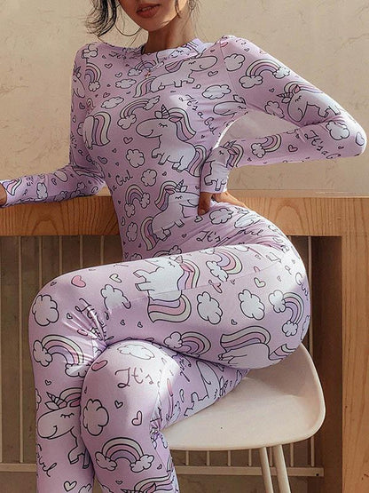 Round-Neck Printed Breathable Yoga&Gym Jumpsuits