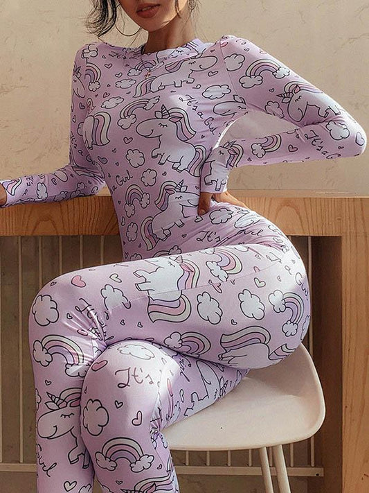 Round-Neck Printed Breathable Yoga&Gym Jumpsuits