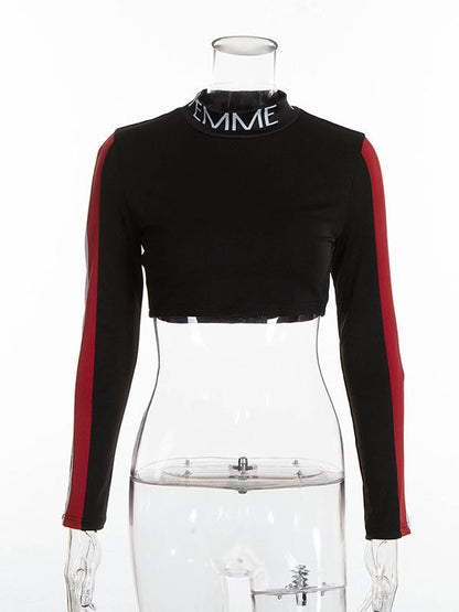 Sexy Contrast Color Split-joint Blouses&shirts Tops