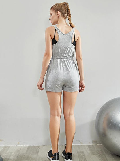 Solid Sleeveless Yoga Romper