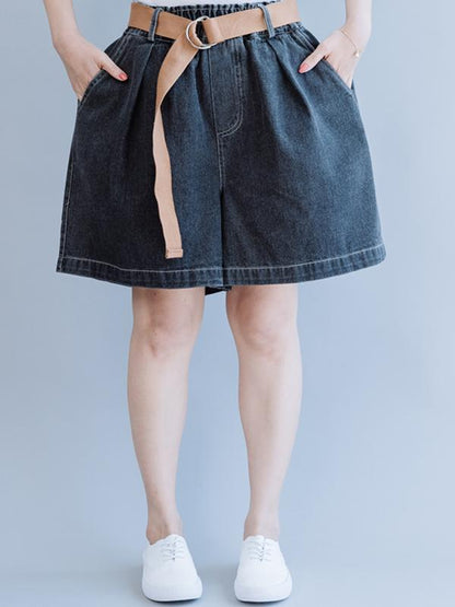 Casual Belt Jean Shorts