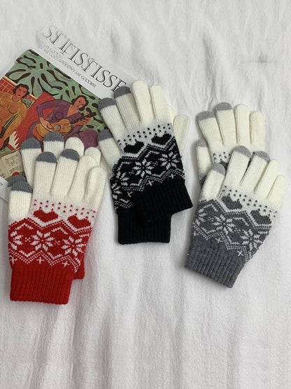 Original Cartoon Printed Knitting Sweater Gloves