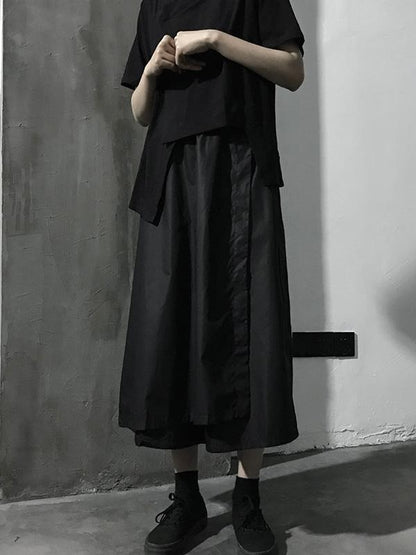 Simple Solid V-neck Asymmetric T-Shirt