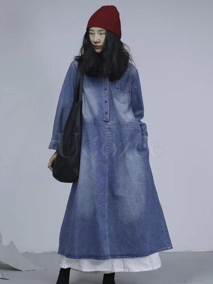 Casual Retro Jean Long Dress