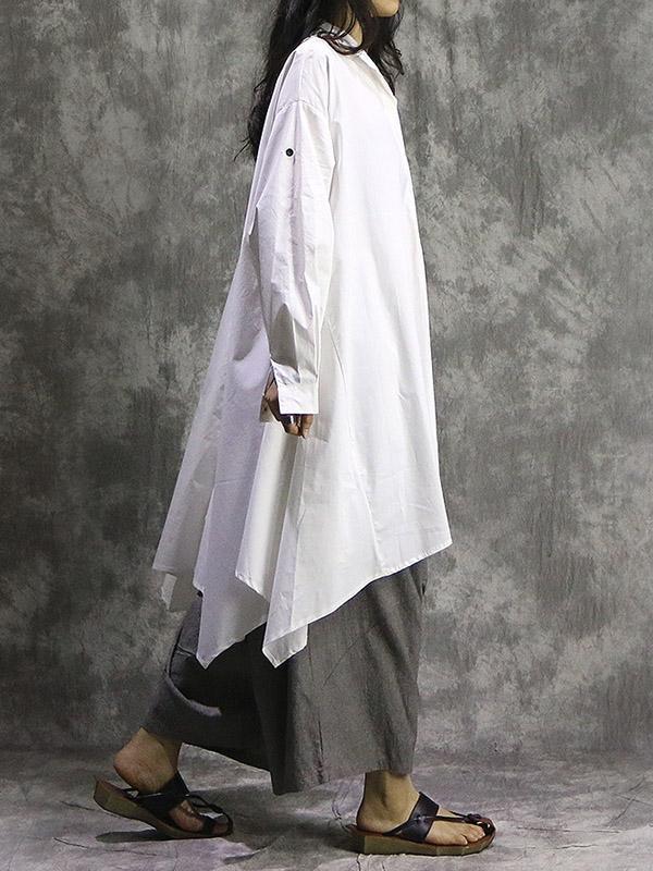 Solid Cropped Loose Shirt Top