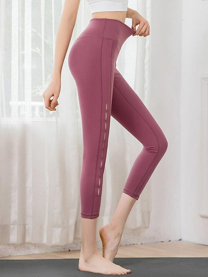 Wide Waistband Perforated Yoga Leggings