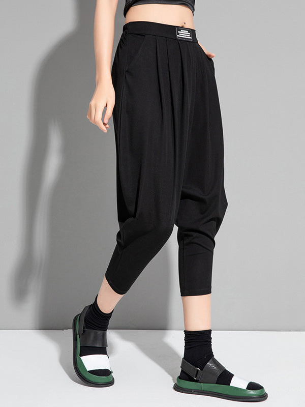 Simple Solid Color Elasticity Waist Pants