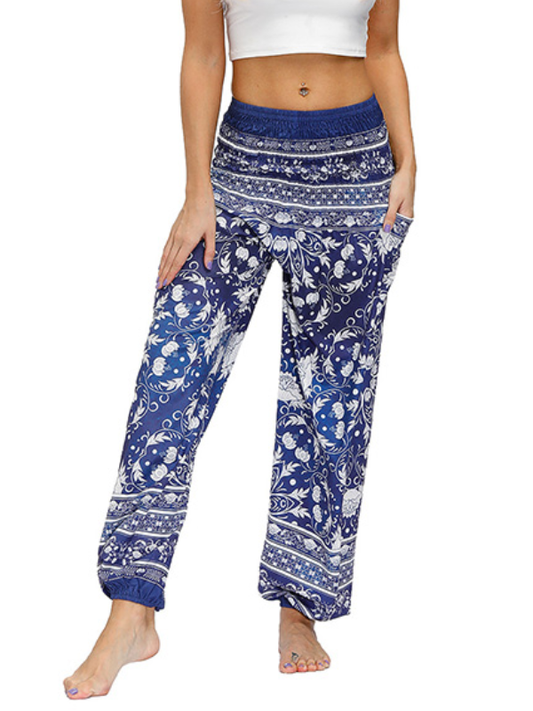 Vintage Bohemia Floral Printed High Waisted Knickerbockers& Yoga Pants