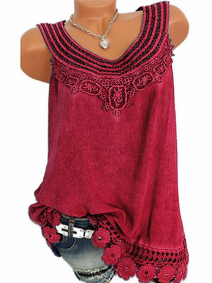 Short Cotton T-Shirt Lace Embroidered