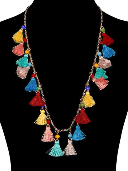 Cotton Alloy Tassel Necklaces Accessories