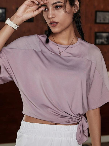 Loose Solid See-Through Yoga Tees