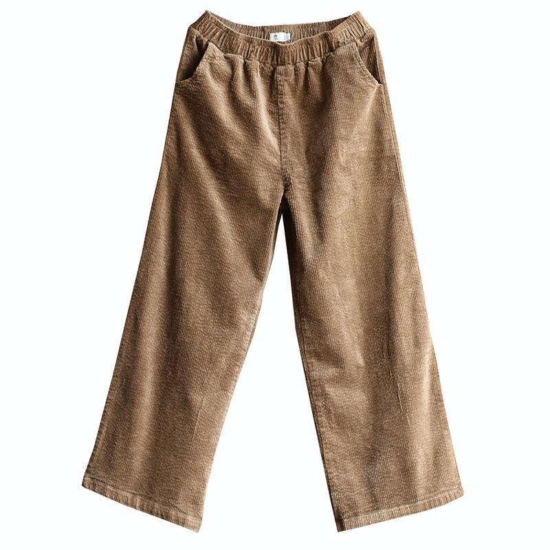 Buykud Casual Pure Color Corduroy Straight Pants