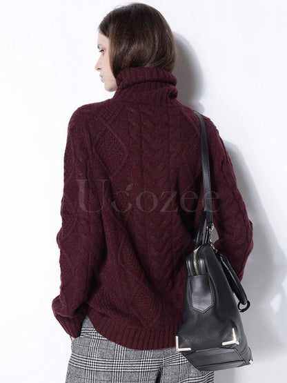 Loose High-neck Cashmere Solid Couple Sweater