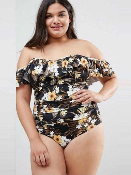 Off-the-shoulder Ruffle Plus Size One Piece