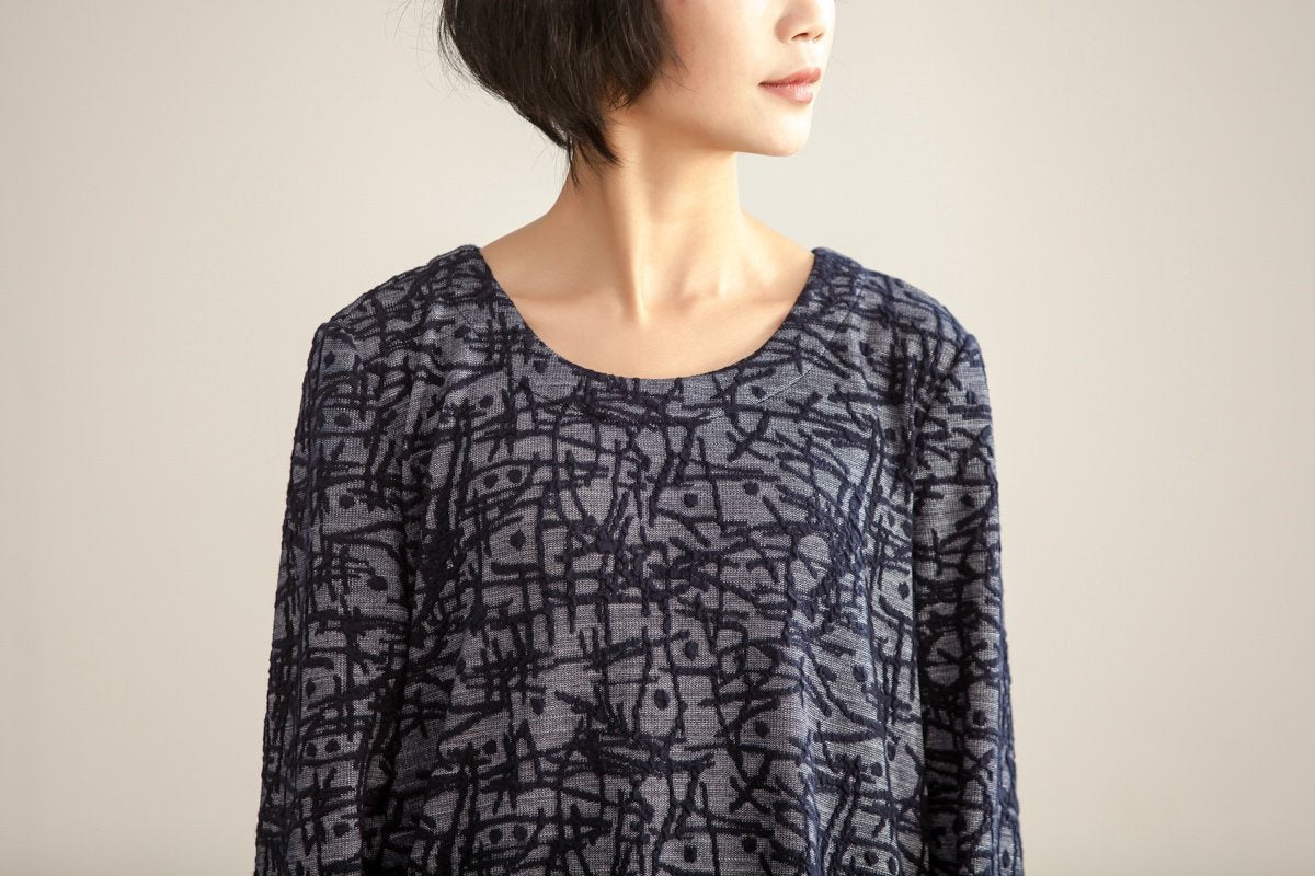 Casual Round Neck Long Sleeve Women Autumn Winter Dress