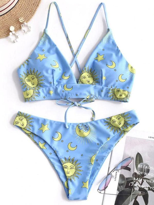 Lace Up High Cut Bikini Swimsuit