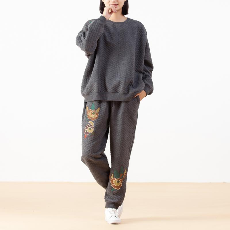 Embroidery Flower Pattern Cotton Women Suit