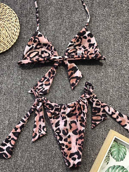 Triangle Top Ruched Plain Bikini Set