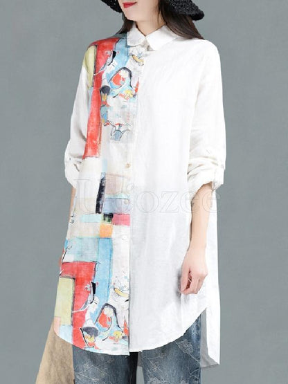 Vintage Floral Printed Cropped Shirt