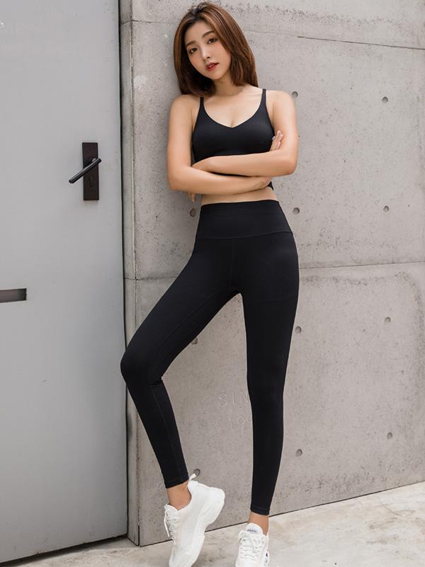 Wrap High-Waisted Printed Letters Sports Leggings