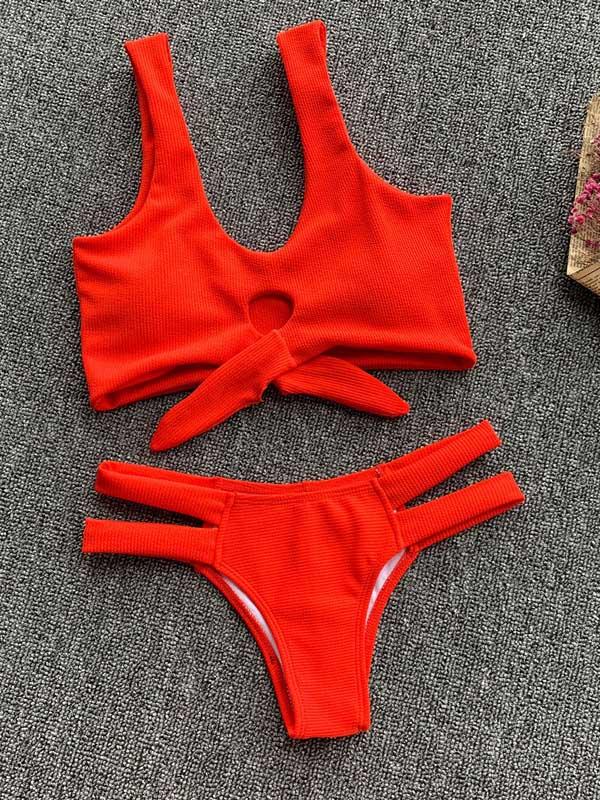 Solid Color Bikini Swimsuit