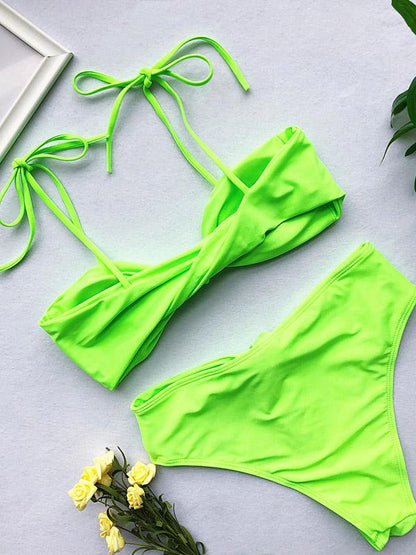 Twist Knotted Strapped Bikini Swimsuit