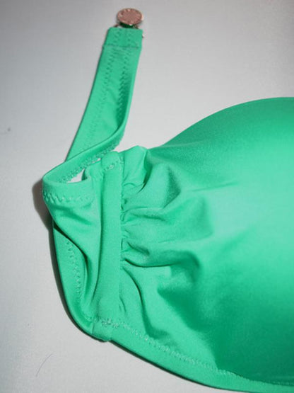 Plain Halterneck Backless Bikini Swimsuit