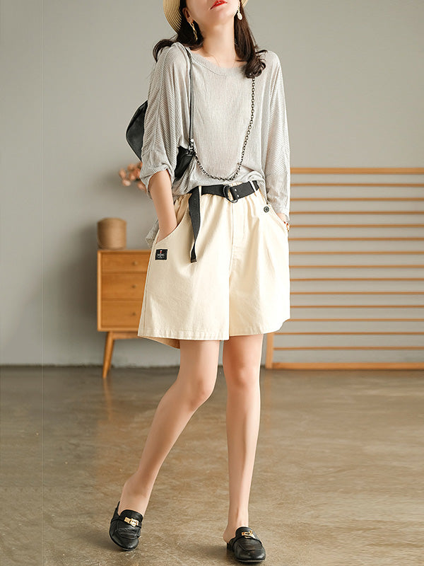 Casual Solid Round-Neck Knitting T-Shirts Tops