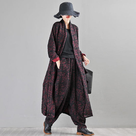 Buykud Casual Long Sleeve Irregular Jacquard Loose Jacket