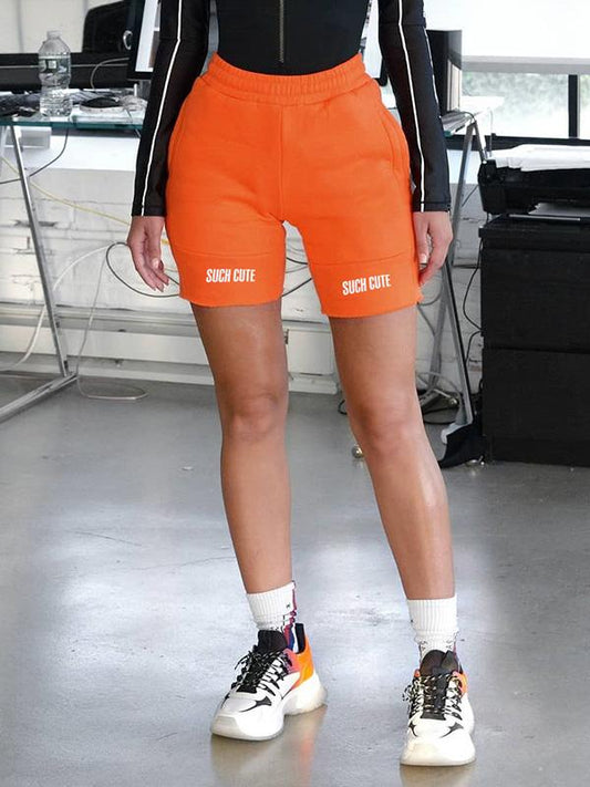 Letter Printed Empire Fitness Sports Shorts