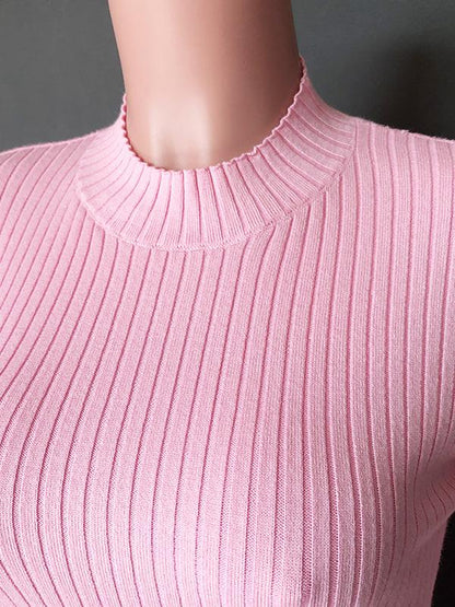Solid Long-Sleeves Midi Dress