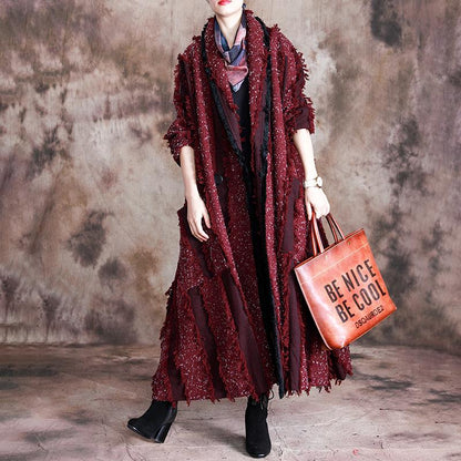 Buykud Burr Stripe Casual Retro Loose Trench Coat