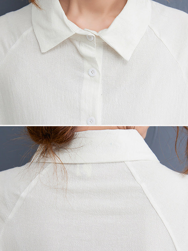 Original Solid Color With Pocket Lapel Shirt Dress